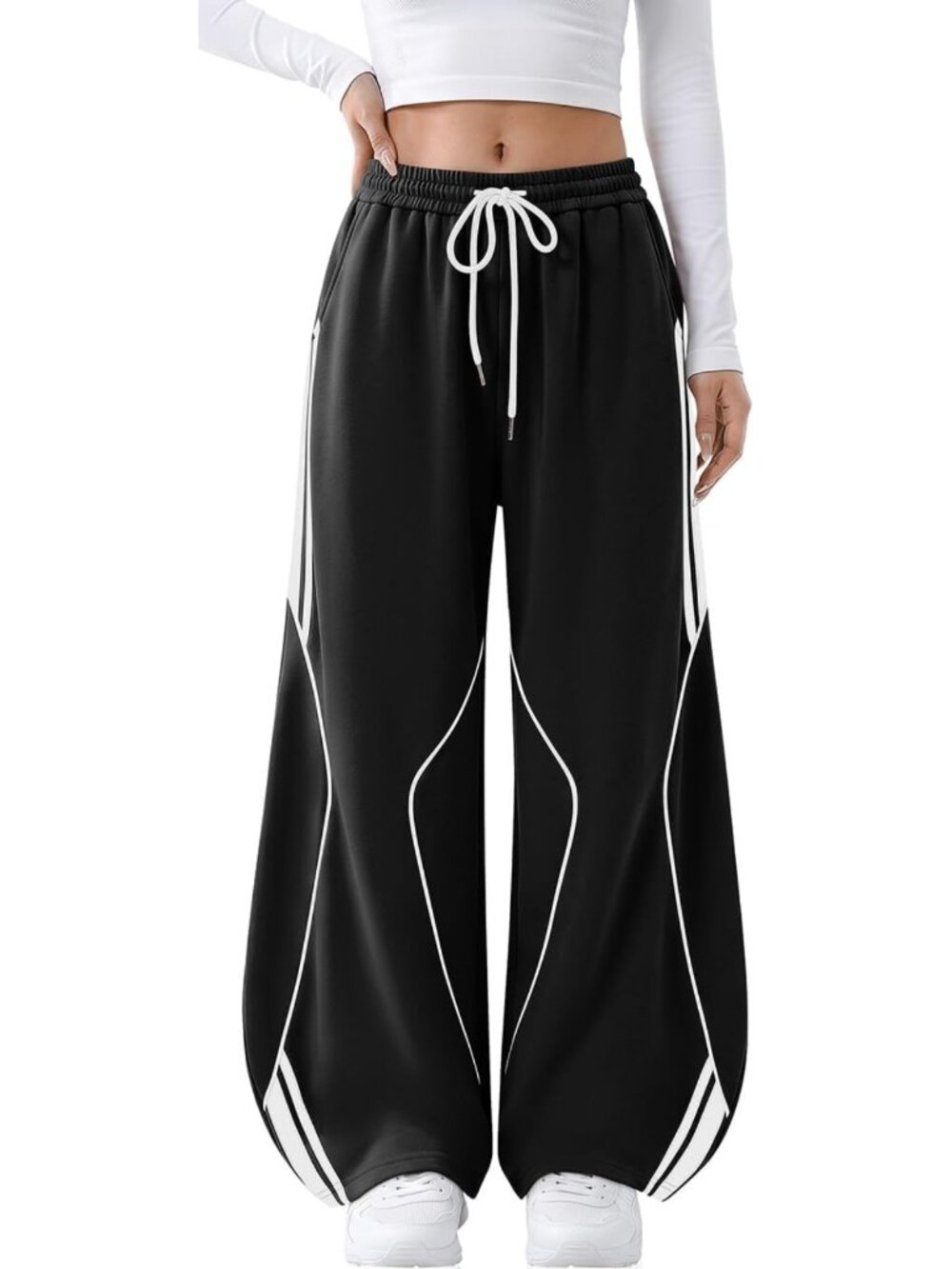 Y2K Baggy Barrel Sweatpants | Striped Wide Leg Joggers for Trendy Casual Style